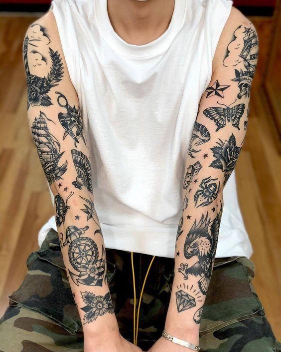 50 hình xăm ở cánh tay cho nam đẹp, đẳng cấp - Tattoo for men |  Mouwtatoeages, Tatoeage ideeën, Tatoeages