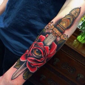 80 Rose and Dagger Tattoo Designs: A Blend of Beauty and Edge