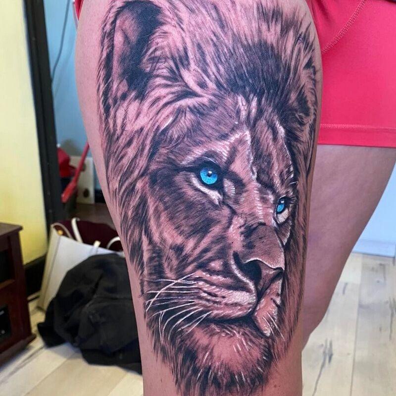 Lion Tattoo on Leg