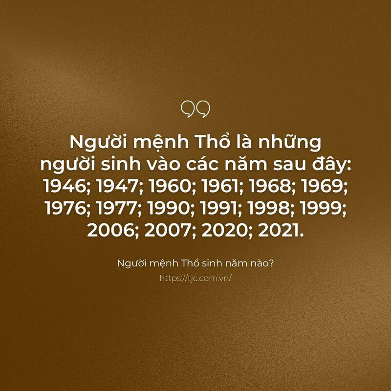 Người mệnh thổ sinh năm nào?