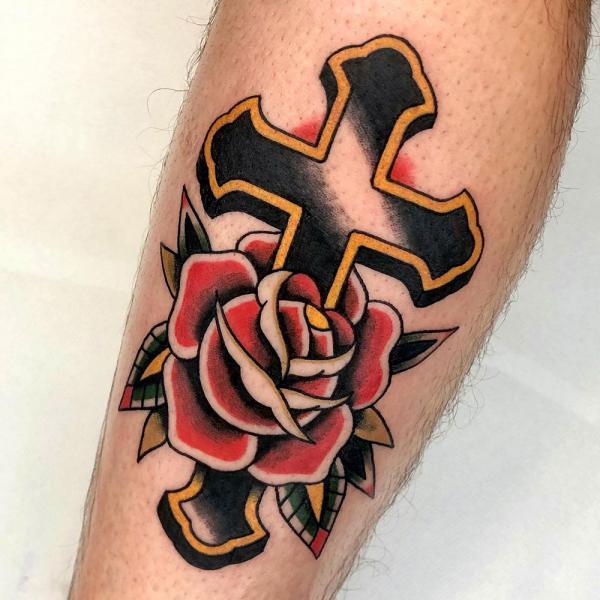 Traditional rose with cross