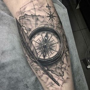 100 Awesome Compass Tattoo Designs