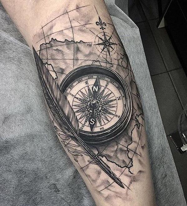 100 Awesome Compass Tattoo Designs